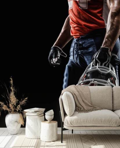 dark NFL wallpaper mural called American Football Sportsman for teen's bedrooms and sports clubs