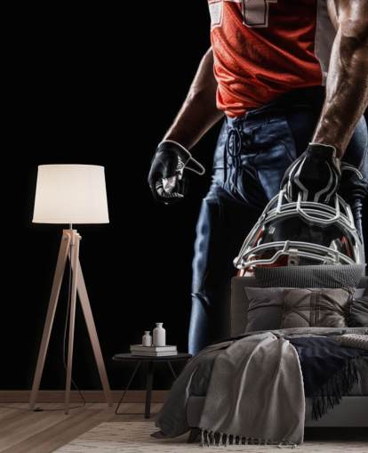 dark NFL wallpaper mural called American Football Sportsman for teen's bedrooms and sports clubs
