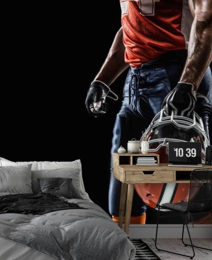 dark NFL wallpaper mural called American Football Sportsman for teen's bedrooms and sports clubs