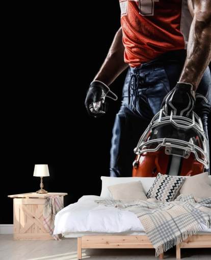 dark NFL wallpaper mural called American Football Sportsman for teen's bedrooms and sports clubs