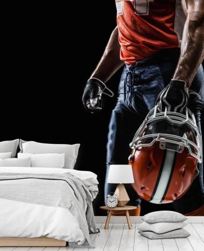 dark NFL wallpaper mural called American Football Sportsman for teen's bedrooms and sports clubs