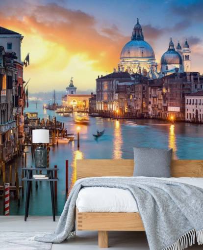 gouden zonsondergang in venetië behang