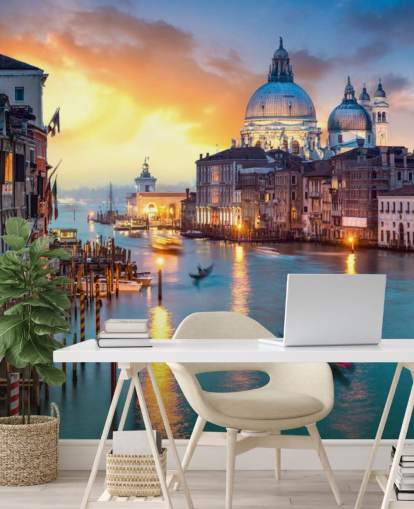 gouden zonsondergang in venetië behang