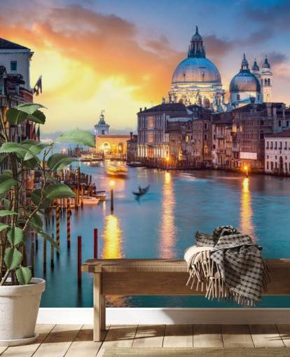 gyllene solnedgång i Venedig tapeter