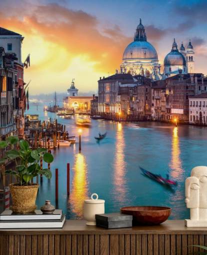 gouden zonsondergang in venetië behang