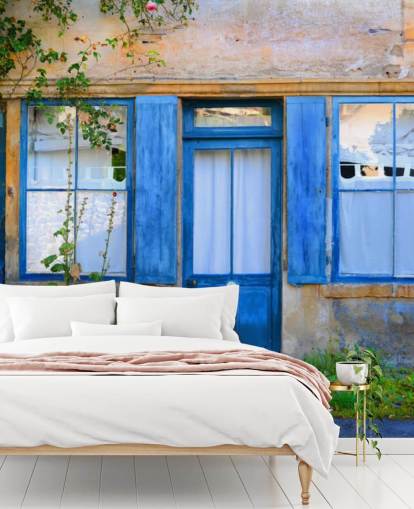 papier peint de vieilles portes bleues