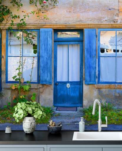 old blue doors wallpaper