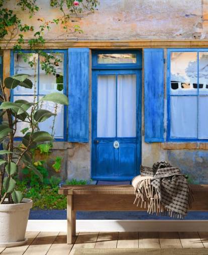 old blue doors wallpaper