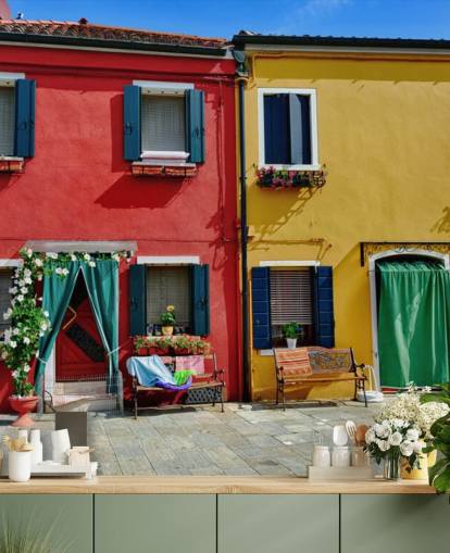 Casas coloridas da ilha de Burano Colourful Burano Island Houses Wallpaper 