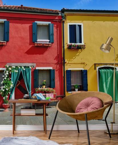 Färgglada hus på ön Burano Colourful Burano Island Houses Wallpaper 
