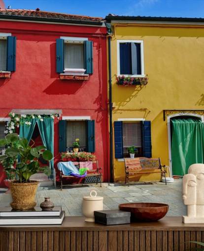 Case colorate sull'isola di Burano Colourful Burano Island Houses Wallpaper 