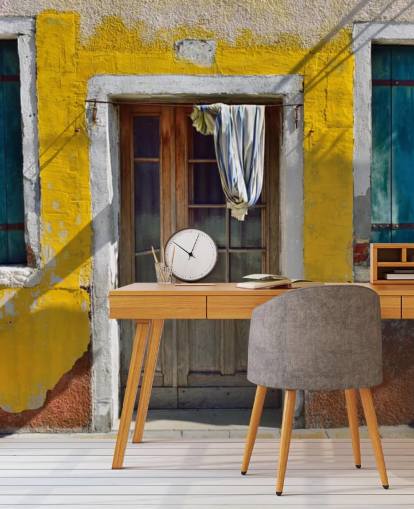 yellow italian house front wallpaper