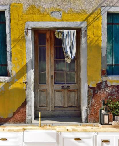 papier peint maison italienne jaune