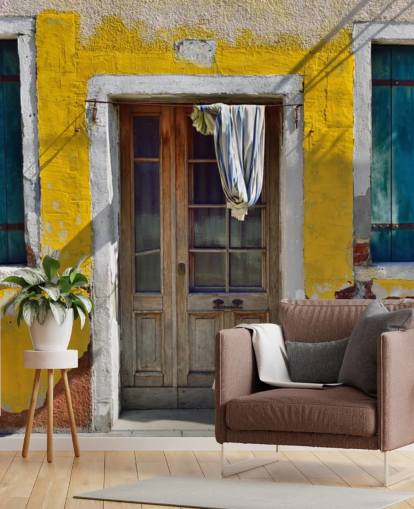 papier peint maison italienne jaune