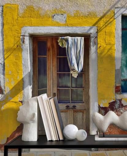 gelbe italienische Hausfront Tapete