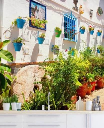 Weißes Dorfhaus, Andalusien, Spanien White Village House Wallpaper 