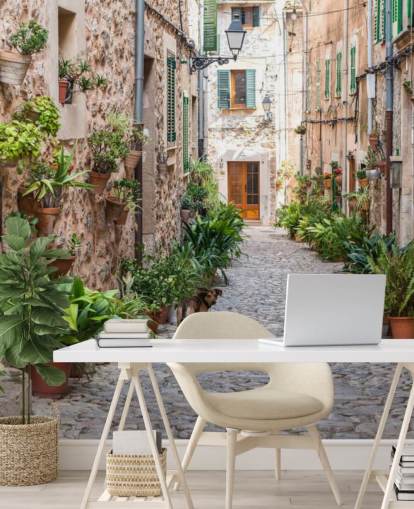 Calle Valldemossa, Mallorca Valldemossa Street Mallorca Wallpaper 
