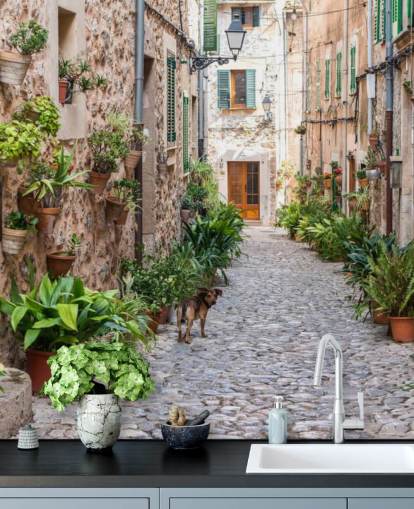 Valldemossa Strasse, Mallorca Valldemossa Street Mallorca Wallpaper 