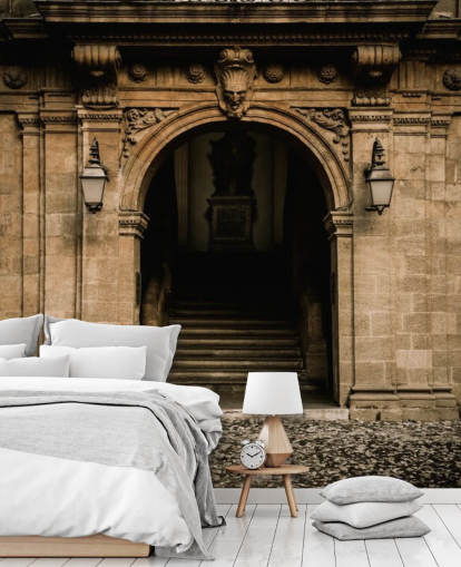 Arched Stone Doorway to Building Wall Mural