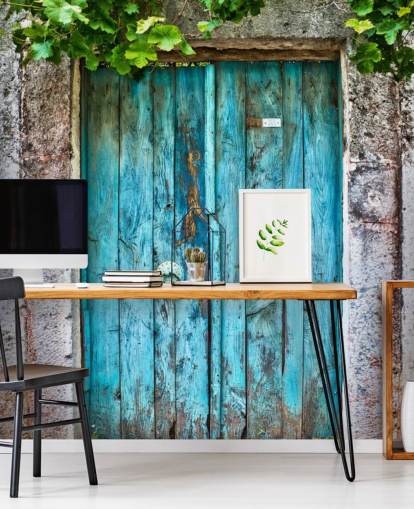 Kirkas sininen puinen ovi Bright Blue Wooden Door Wallpaper Kirkas sininen puinen ovi Bright Blue Wooden Door Wallpaper