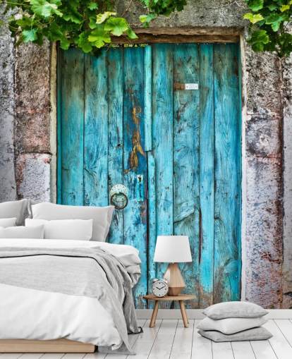 Kirkas sininen puinen ovi Bright Blue Wooden Door Wallpaper Kirkas sininen puinen ovi Bright Blue Wooden Door Wallpaper