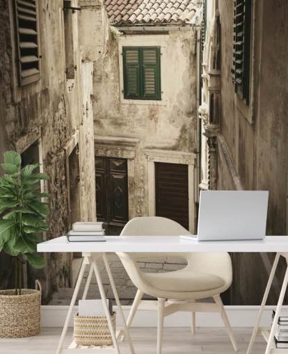 Decorazione murale con strada rustica