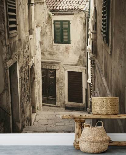 Decorazione murale con strada rustica