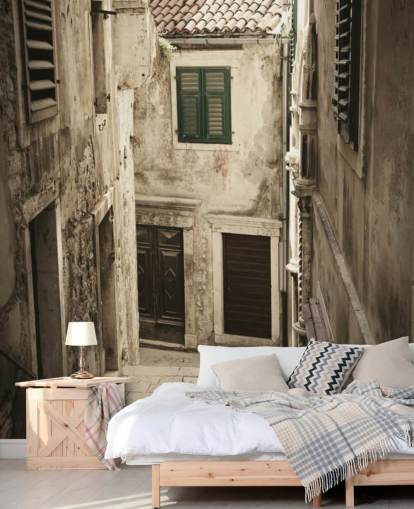 Decorazione murale con strada rustica