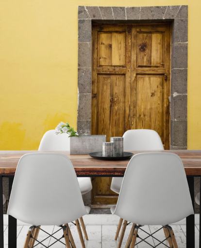 Hout en geel Grijs Mustard behang Hout en geel Grijs Mustard behang