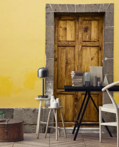 Legno e giallo Carta da parati grigio senape