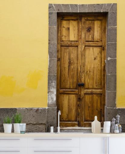 Bois et jaune Papier Peint Grey Mu