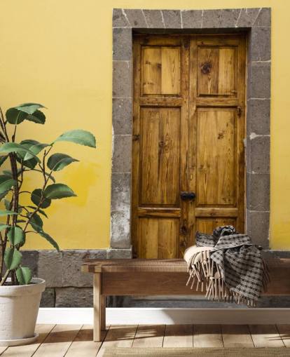 Wood and Yellow Grey Mustard Wallpaper