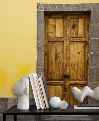 Madera y amarillo Papel pintado Mostaza