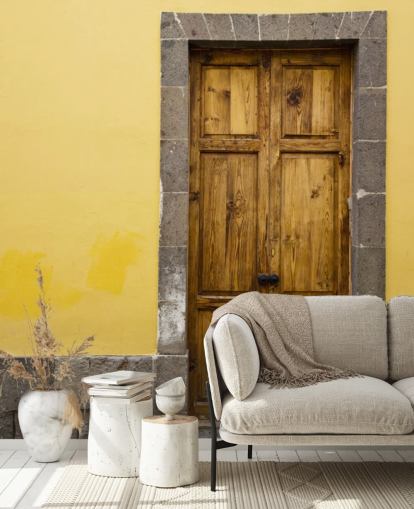 Madera y amarillo Papel pintado Mostaza