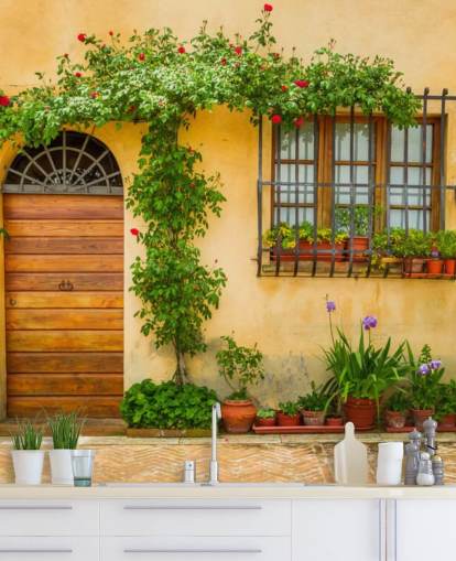 carta da parati gialla anteriore della casa italiana carta da parati gialla anteriore della casa italiana