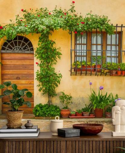 gul framsida av italienska hus tapet