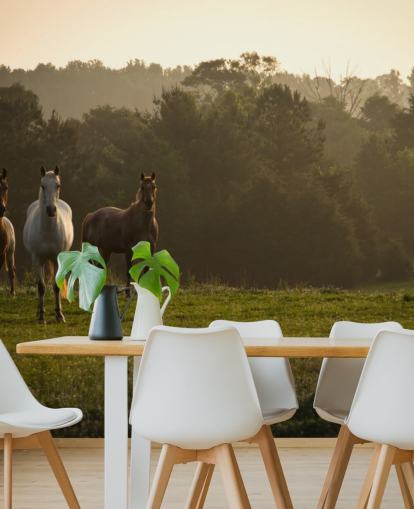 Fondo de pantalla de tres caballos salvajes en campo