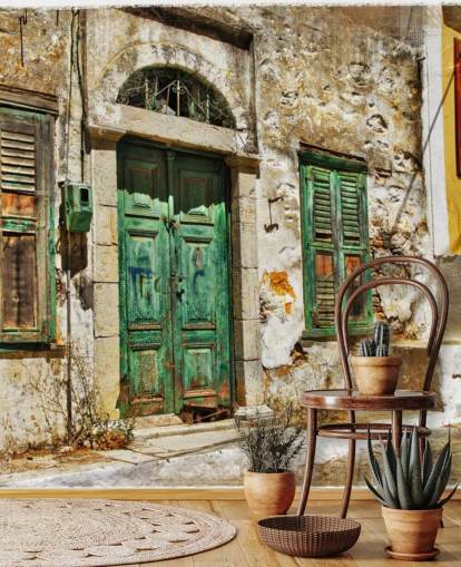 Charming Old Streets of Greek Islands Mural