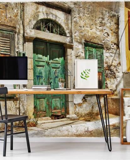 Charming Old Streets of Greek Islands Mural