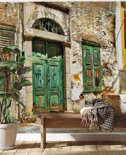 Decorazione murale con affascinanti strade antiche delle isole greche