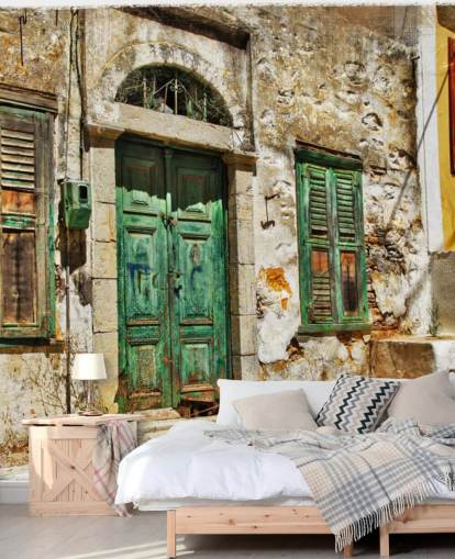 Decorazione murale con affascinanti strade antiche delle isole greche