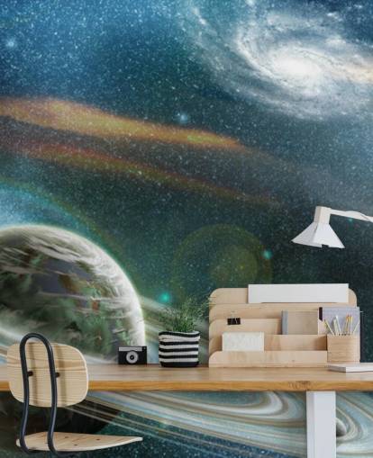 Planet med Ring System Wallpaper Mural Planet med Ring System Wallpaper Mural