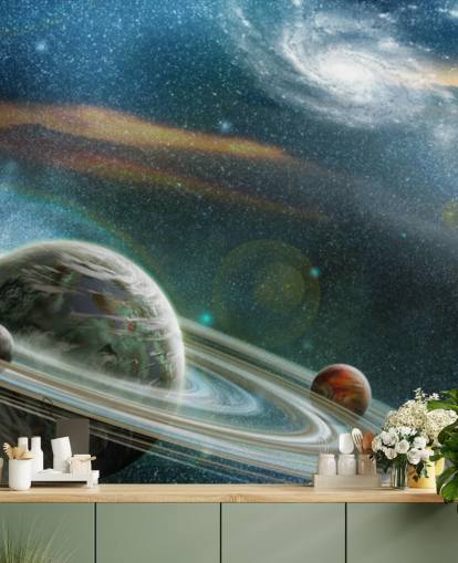 Planet med Ring System Wallpaper Mural Planet med Ring System Wallpaper Mural