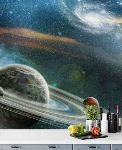 Planet med Ring System Bakgrunn Mural Planet med Ring System Bakgrunn Mural