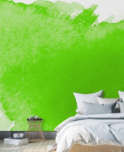 Groen en wit aquarel behang