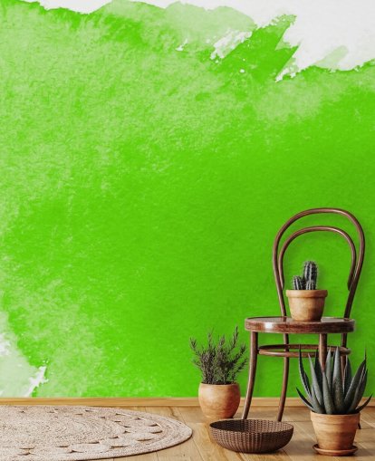 Papel pintado acuarela verde y blanco