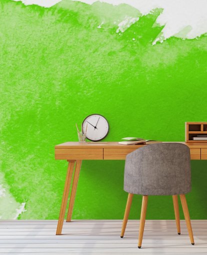 Groen en wit aquarel behang