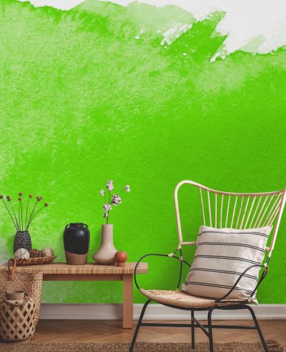 Papel pintado acuarela verde y blanco