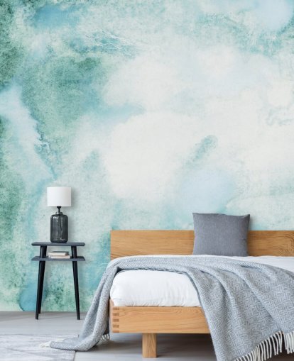 Blaue und grüne abstrakte Aquarelltapete Blaue und grüne abstrakte Aquarelltapete