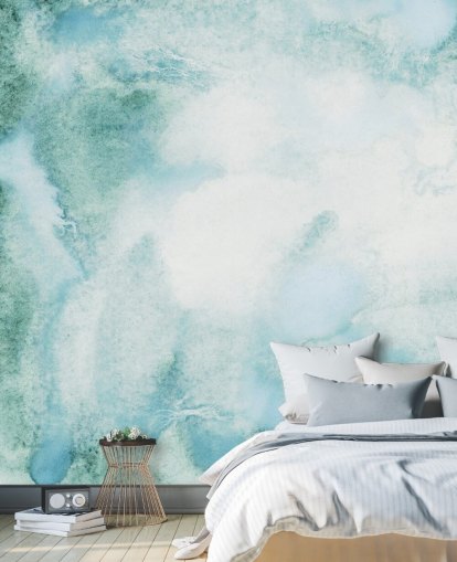 Blue and Green Abstract Watercolour Wallpaper